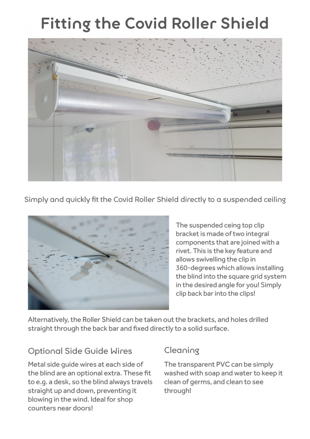 Clear Transparent PVC COVID-19 Roller Blind - Image 4