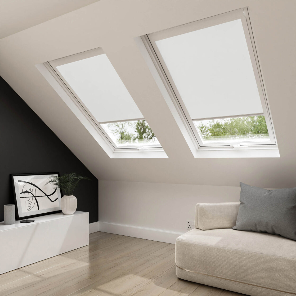 Pure White Blackout Blind for Velux