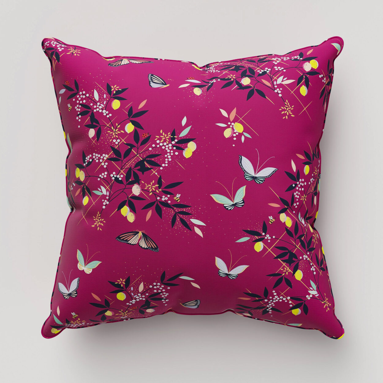 Sara Miller Butterflies & Trellis Purple Cushion