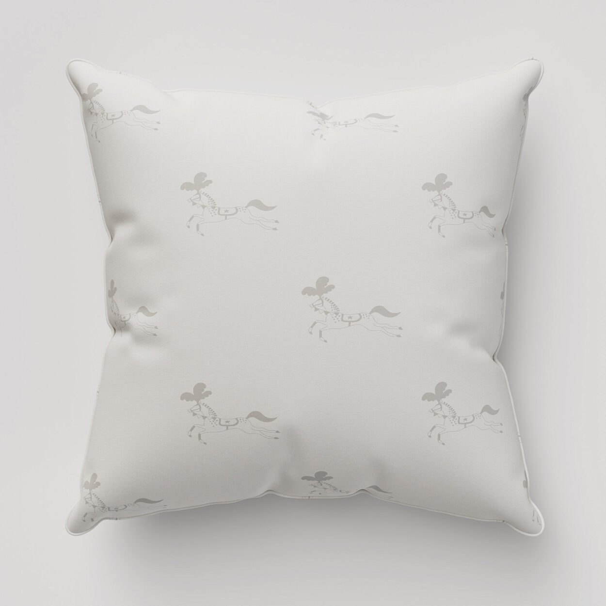 Sophie Allport Fairground Ponies Warm Grey Cushion