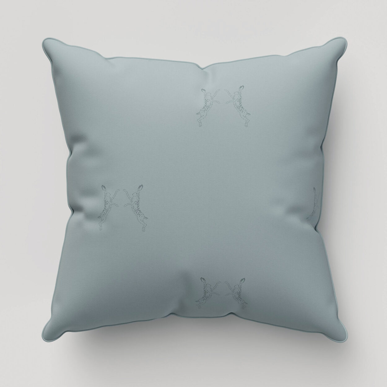 Sophie Allport Boxing Hares Deep Duckegg Cushion