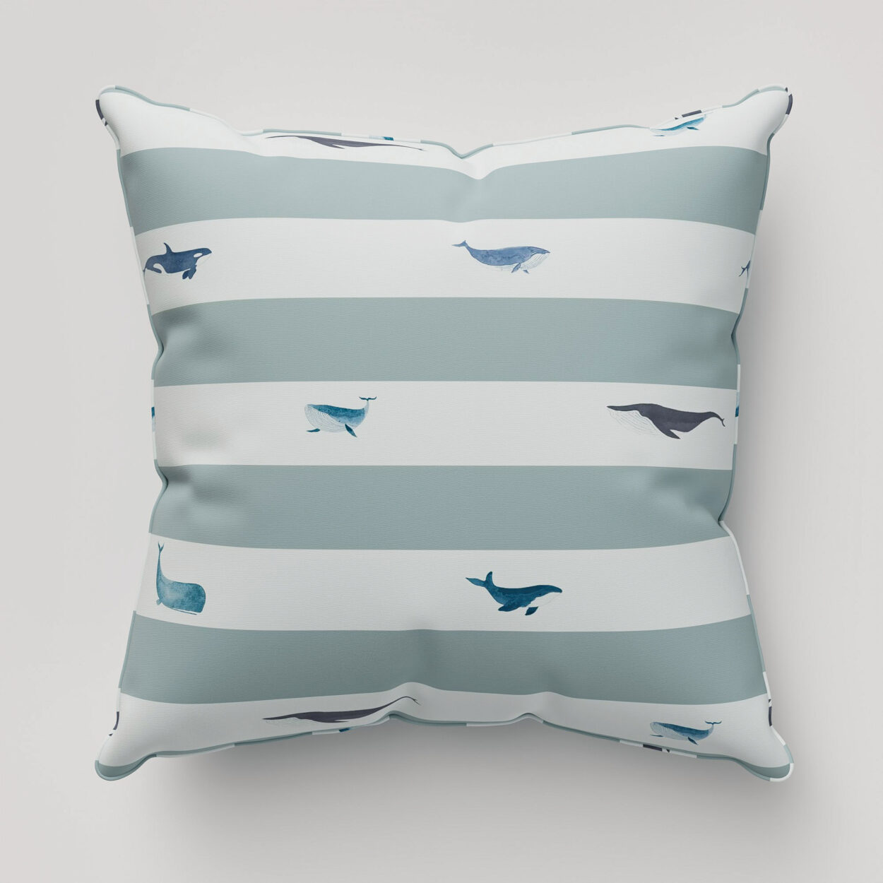 Sophie Allport Whale Stripe Deep Duckegg Cushion