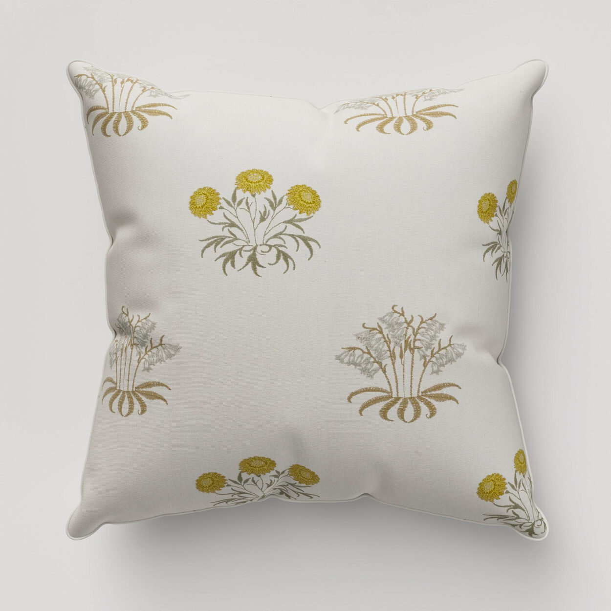 William Morris At Home Lily Flower Embroidery Ochre Cushion
