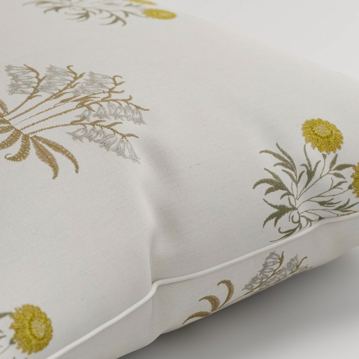 William Morris At Home Lily Flower Embroidery Ochre Cushion - Image 2