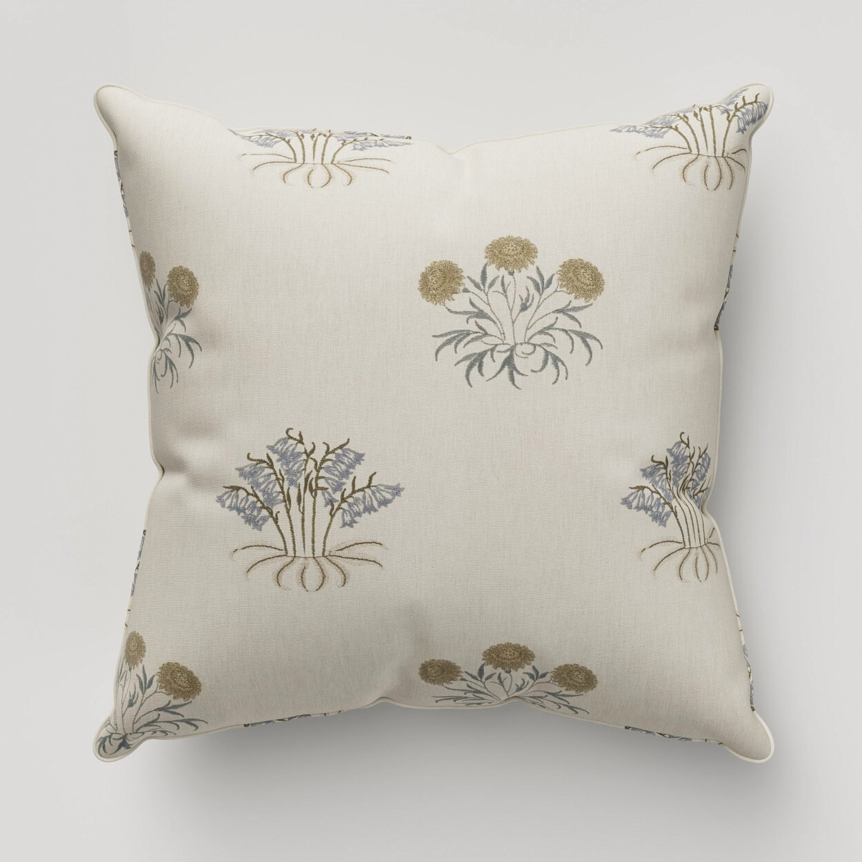 William Morris At Home Lily Flower Embroidery Woad Cushion