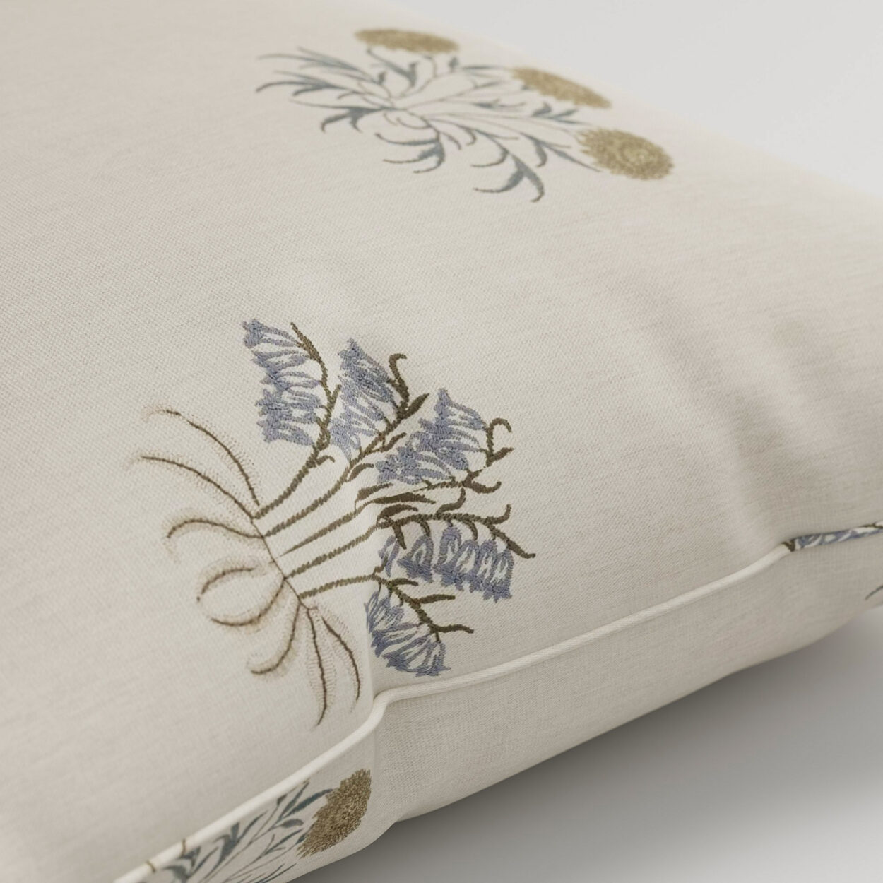 William Morris At Home Lily Flower Embroidery Woad Cushion - Image 2
