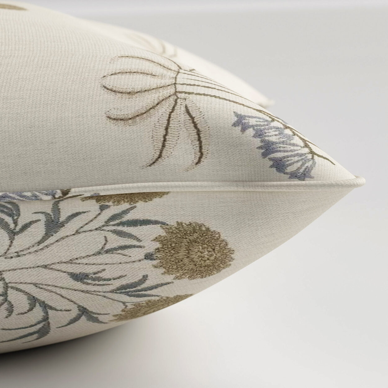 William Morris At Home Lily Flower Embroidery Woad Cushion - Image 3